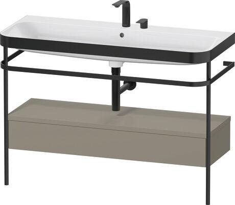 c-bonded set with metal console and drawer, HP4744E92920000 Stone grey Satin Matt, Lacquer, Shelf material: Highly compressed MDF panel