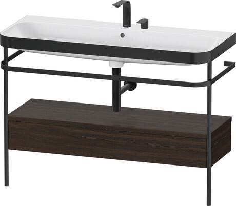 c-bonded set with metal console and drawer, HP4744E69690000 Brushed walnut Matt, Real wood veneer, Shelf material: Highly compressed three-layer chipboard