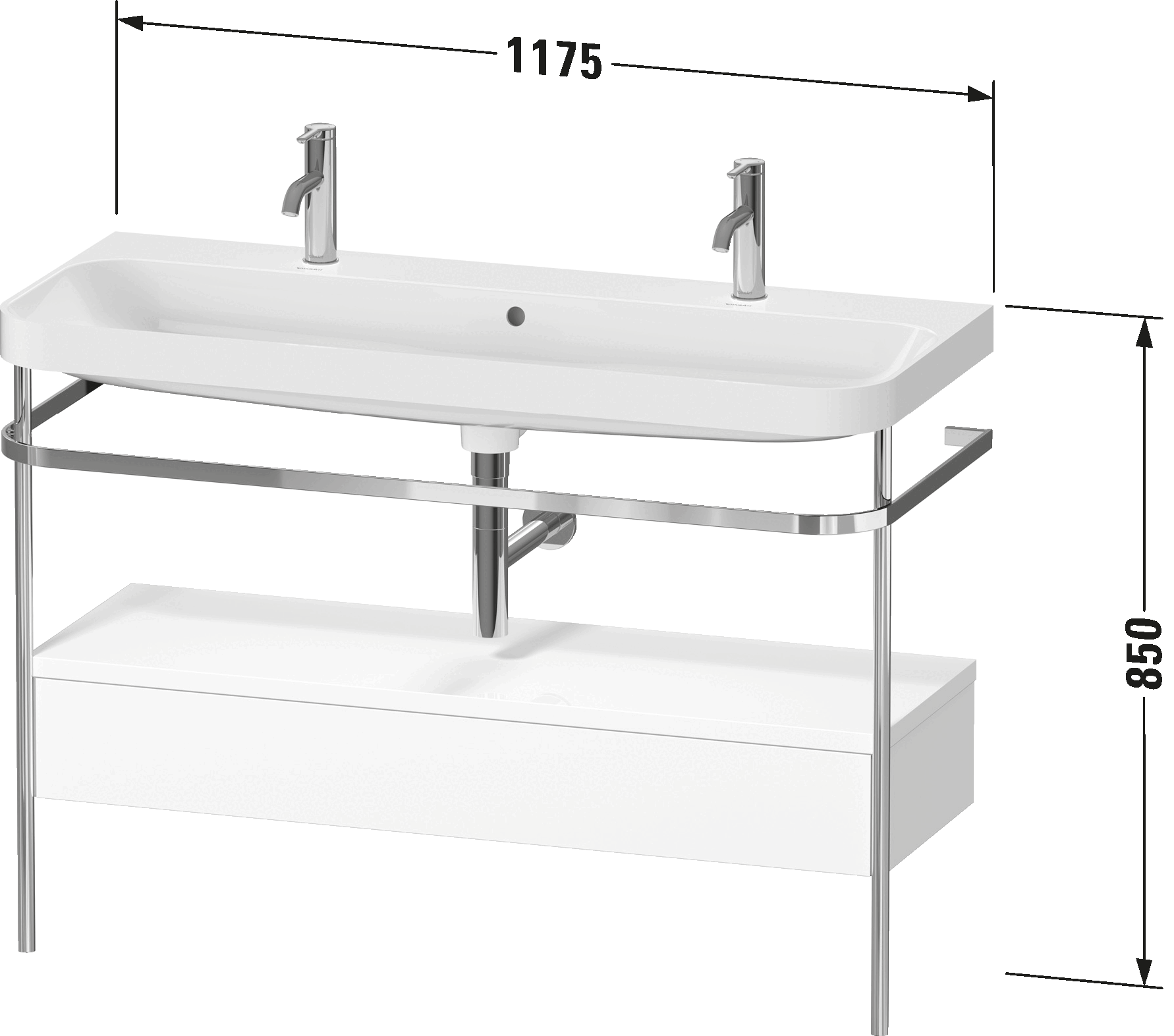 c-shaped Set with metal console and drawer, HP4854 O
