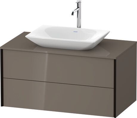 Mueble bajo lavabo para encimera, XV47710B2890000 Franela gris Brillante, Lacado, Perfil: Negro