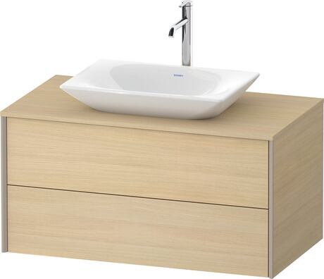 Mueble bajo lavabo para encimera, XV47710B1710A00 Roble mediterráneo Mate, Chapa de madera auténtica, Perfil: Champán, Distribución interior Integrado/a