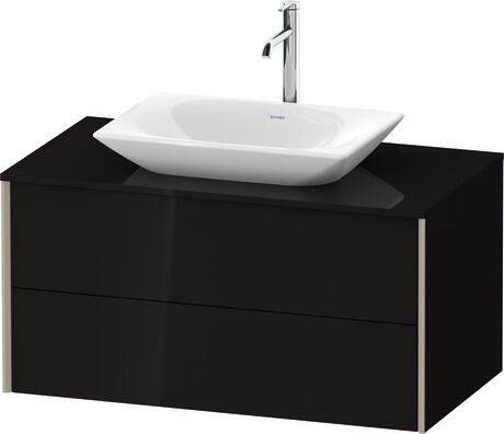 Mueble bajo lavabo para encimera, XV47710B1400A00 Negro Brillante, Lacado, Perfil: Champán, Distribución interior Integrado/a