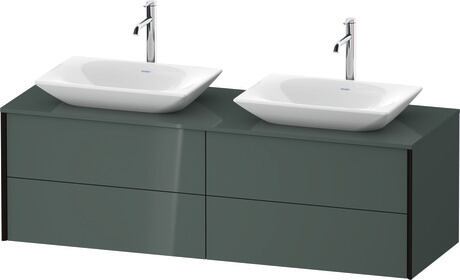 Mueble bajo lavabo para encimera, XV4776BB2380D00 Gris (Dolomiti) Brillante, Lacado, Perfil: Negro, Distribución interior Integrado/a