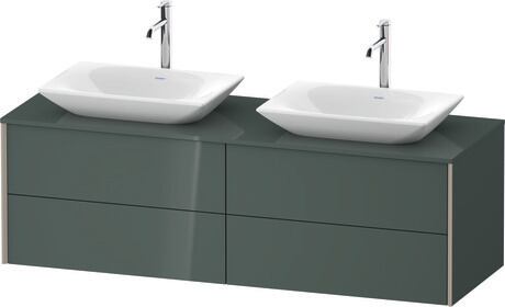 Mueble bajo lavabo para encimera, XV4776BB1380D00 Gris (Dolomiti) Brillante, Lacado, Perfil: Champán, Distribución interior Integrado/a
