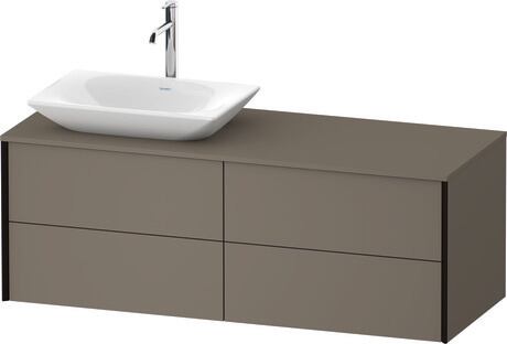 Mueble bajo lavabo para encimera, XV4773LB2900B00 Franela gris Satén mate, Lacado, Perfil: Negro, Distribución interior Integrado/a