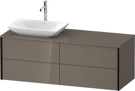 Mueble bajo lavabo para encimera, XV4773LB2890B00 Franela gris Brillante, Lacado, Perfil: Negro, Distribución interior Integrado/a