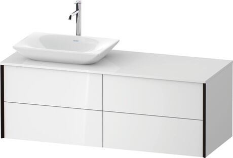 Mueble bajo lavabo para encimera, XV4773LB2850D00 Blanco Brillante, Lacado, Perfil: Negro, Distribución interior Integrado/a