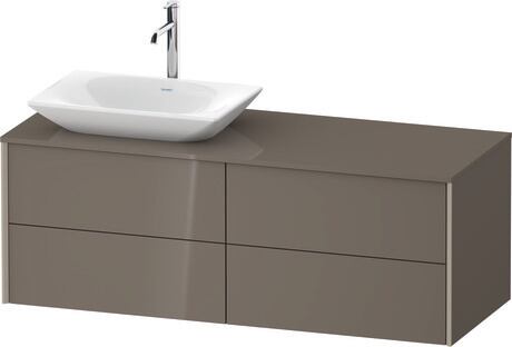 Mueble bajo lavabo para encimera, XV4773LB1890B00 Franela gris Brillante, Lacado, Perfil: Champán, Distribución interior Integrado/a