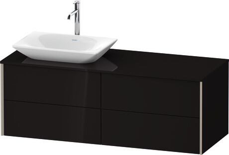 Mueble bajo lavabo para encimera, XV4773LB1400B00 Negro Brillante, Lacado, Perfil: Champán, Distribución interior Integrado/a