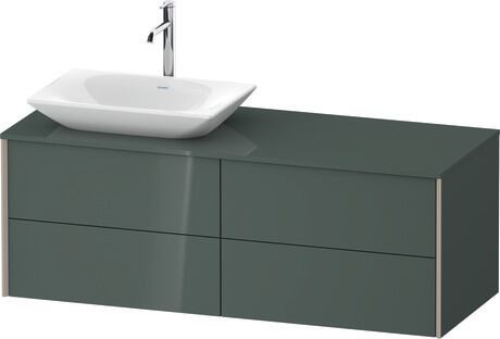 Mueble bajo lavabo para encimera, XV4773LB1380B00 Gris (Dolomiti) Brillante, Lacado, Perfil: Champán, Distribución interior Integrado/a