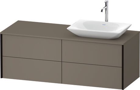 Mueble bajo lavabo para encimera, XV4773RB2900B00 Franela gris Satén mate, Lacado, Perfil: Negro, Distribución interior Integrado/a