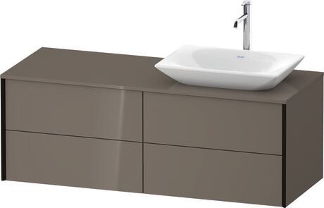 Mueble bajo lavabo para encimera, XV4773RB2890B00 Franela gris Brillante, Lacado, Perfil: Negro, Distribución interior Integrado/a