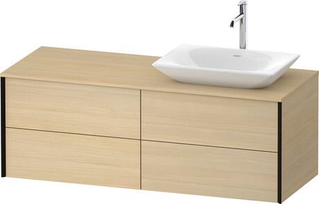 Mueble bajo lavabo para encimera, XV4773RB2710B00 Roble mediterráneo Mate, Chapa de madera auténtica, Perfil: Negro, Distribución interior Integrado/a