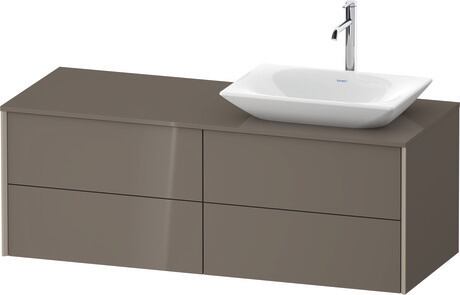 Mueble bajo lavabo para encimera, XV4773RB1890B00 Franela gris Brillante, Lacado, Perfil: Champán, Distribución interior Integrado/a