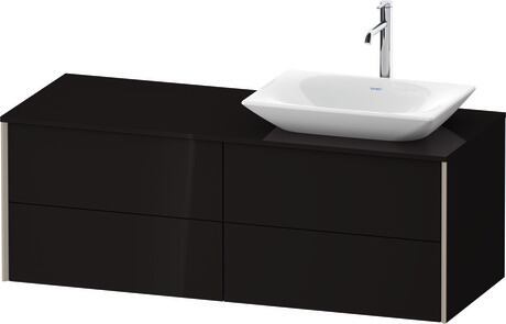 Mueble bajo lavabo para encimera, XV4773RB1400B00 Negro Brillante, Lacado, Perfil: Champán, Distribución interior Integrado/a