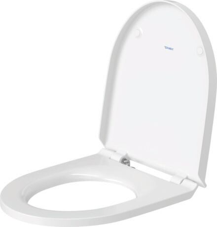 WC-sits, 0020710000 Form: D-shaped, Vit Högblank, Färg på gångjärn: Rostfritt stål, Överlappande