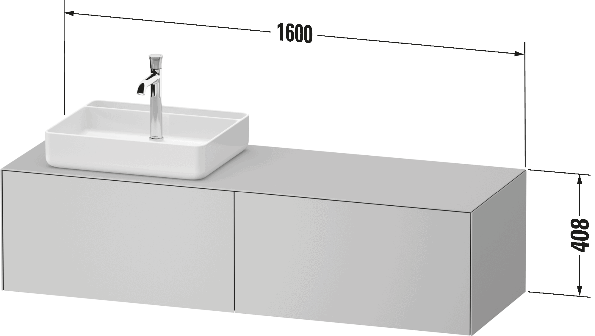 Console vanity unit wall-mounted, WT4864 L/R
