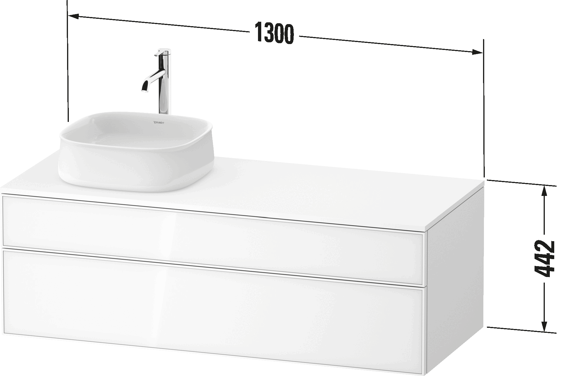 Console vanity unit wall-mounted, ZE4822 L/R