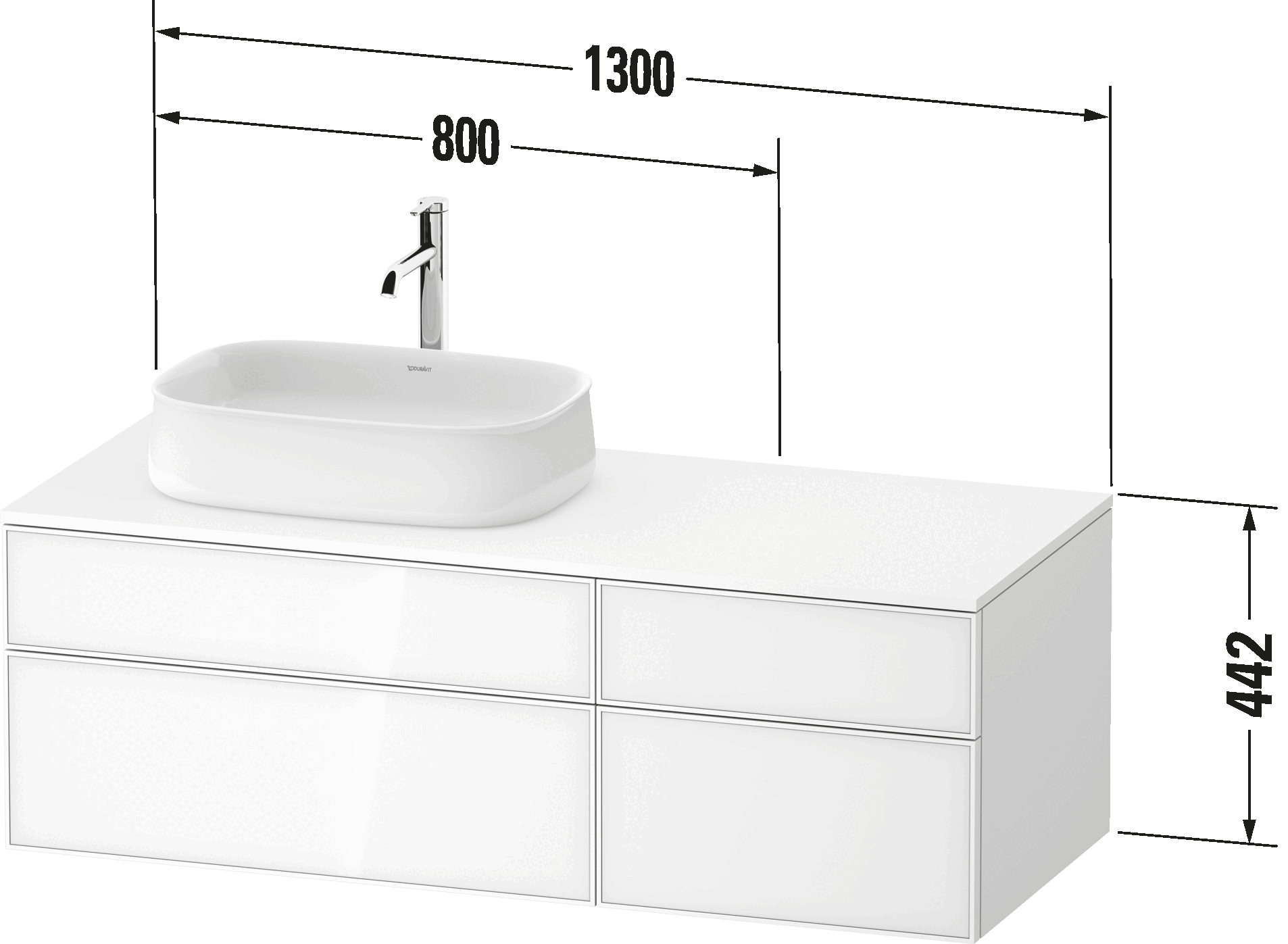 Meuble sous lavabo suspendu pour plan de toilette, ZE4826