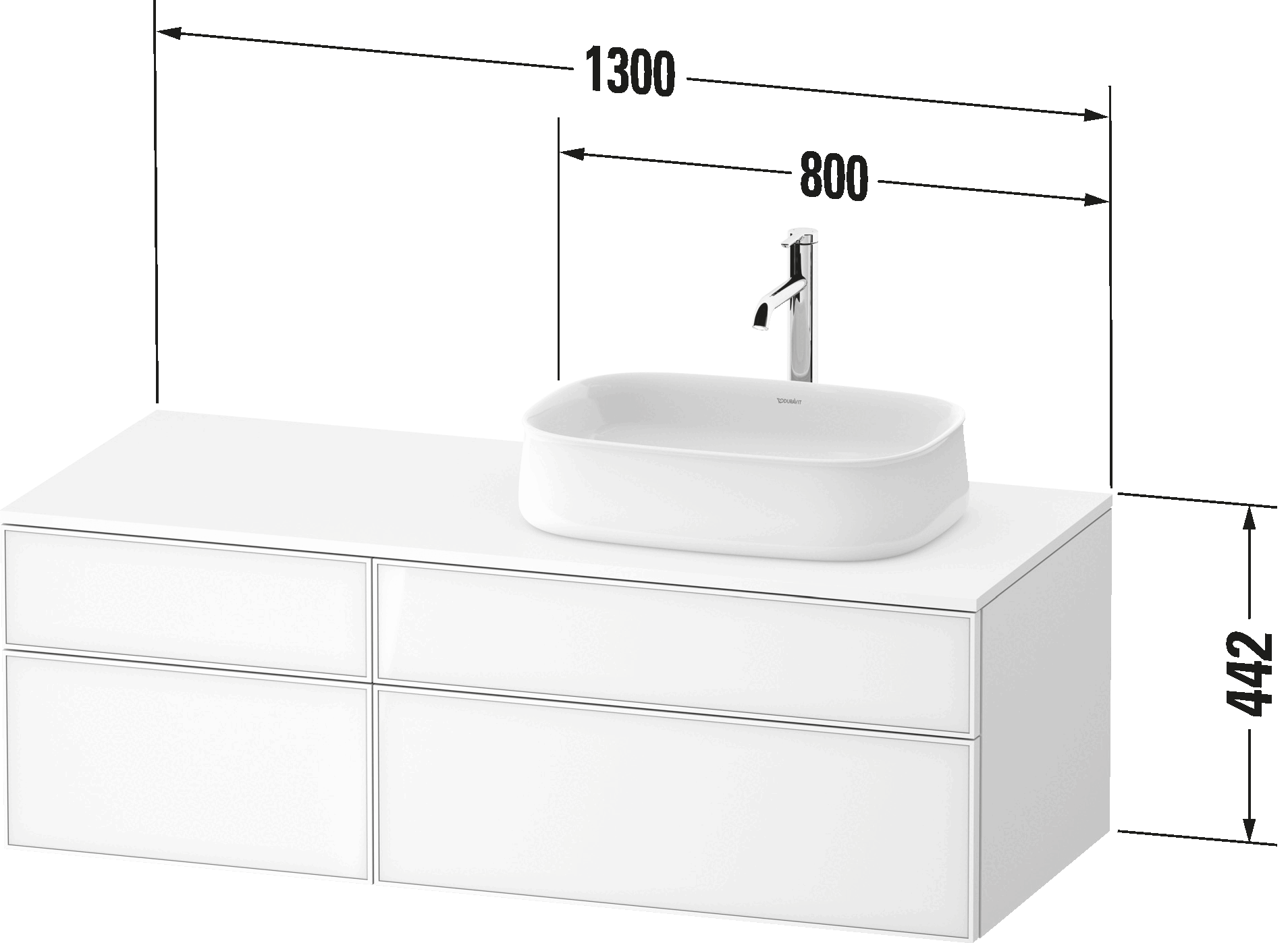 Console vanity unit wall-mounted, ZE4827