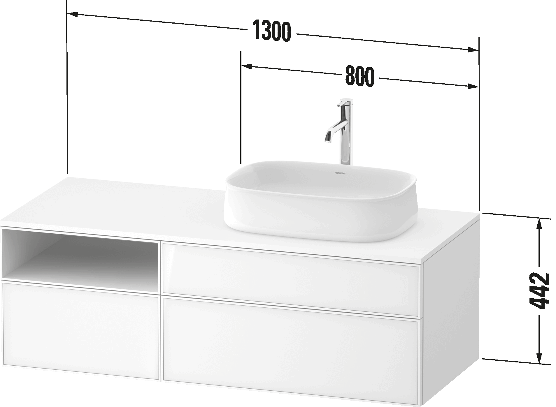 Console vanity unit wall-mounted, ZE4829