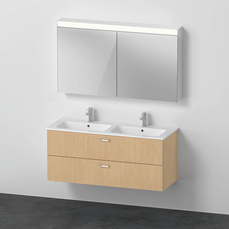 Möbelwaschtisch mit Waschtischunterbau und Spiegelschrank, XB0068030300000 Natur Eiche Matt, Dekor
