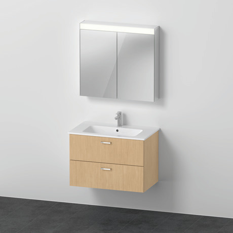 Möbelwaschtisch mit Waschtischunterbau und Spiegelschrank, XB0076030300000 Natur Eiche Matt, Dekor