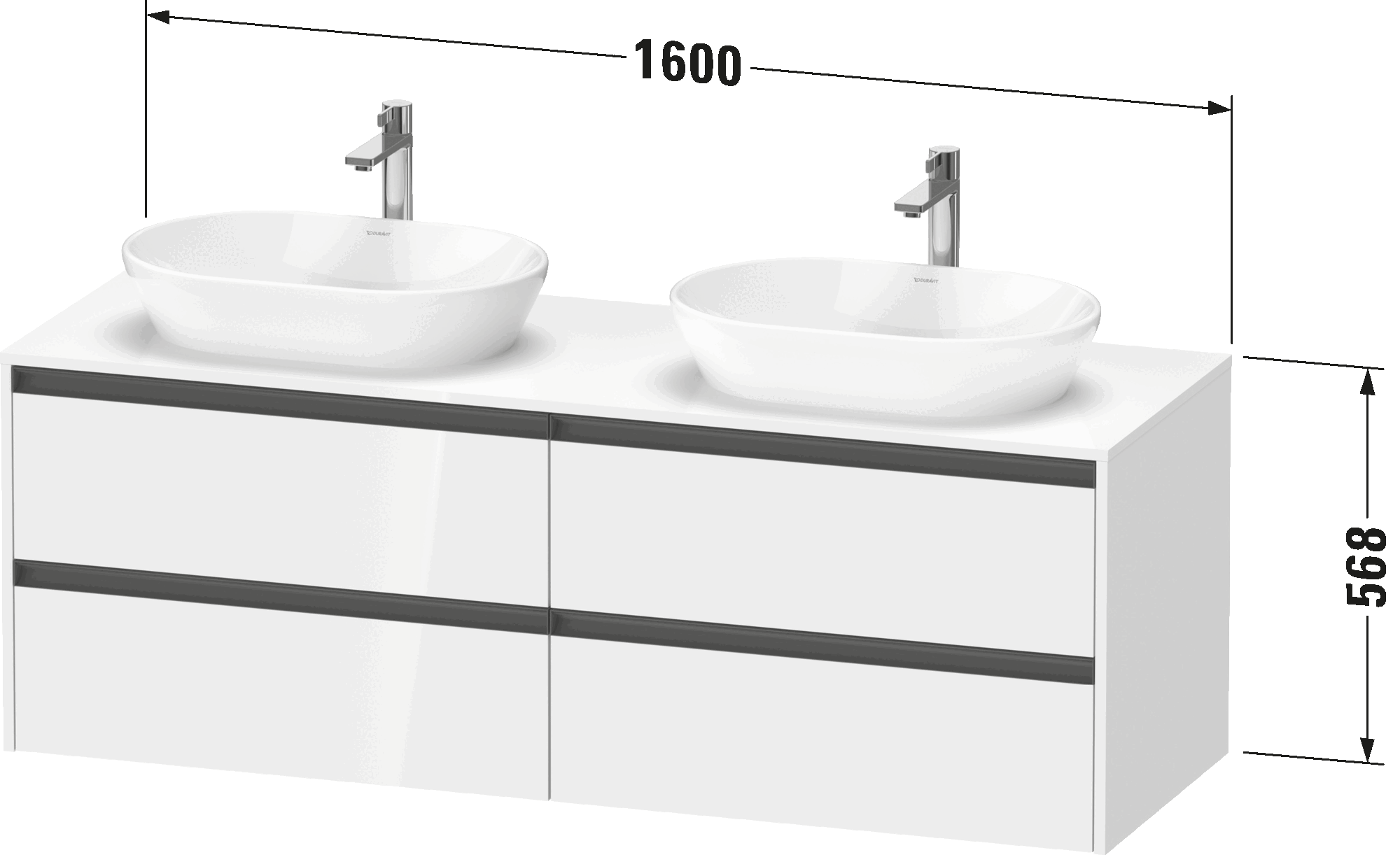 Meuble sous lavabo suspendu pour plan de toilette, K24899 B/L/R