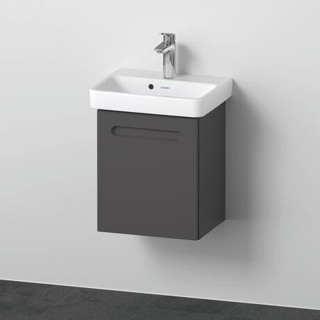 Furniture washbasin with vanity unit, N10170L49490000 Front: Graphite Matt, film, Corpus: Graphite Matt, Decor