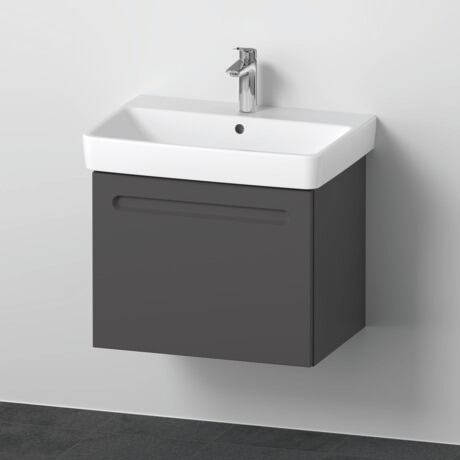 Furniture washbasin with vanity unit, N10178049490000 Front: Graphite Matt, film, Corpus: Graphite Matt, Decor