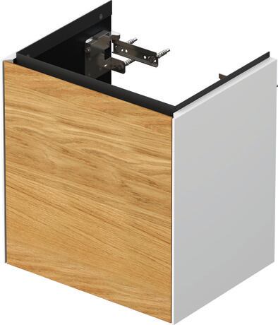Vanity unit wall-mounted, WT4240LH585 Front: Natural oak Matt, Solid wood, Corpus: White High Gloss, Lacquer