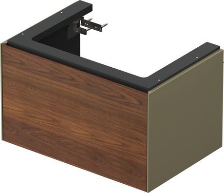 Vanity unit wall-mounted, WT4241077H2 Front: American walnut Matt, Solid wood, Corpus: Stone grey High Gloss, Lacquer
