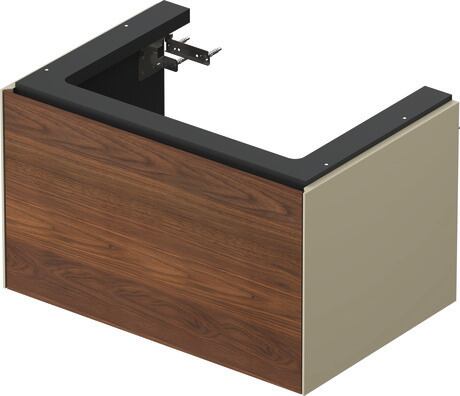 Vanity unit wall-mounted, WT4241077H3 Front: American walnut Matt, Solid wood, Corpus: taupe High Gloss, Lacquer