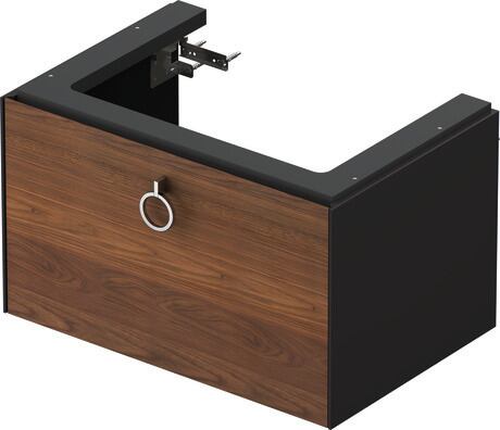 Vanity unit wall-mounted, WT4251077H1 Front: American walnut Matt, Solid wood, Corpus: Graphite High Gloss, Lacquer