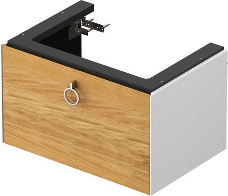 Vanity unit wall-mounted, WT42510H585 Front: Natural oak Matt, Solid wood, Corpus: White High Gloss, Lacquer