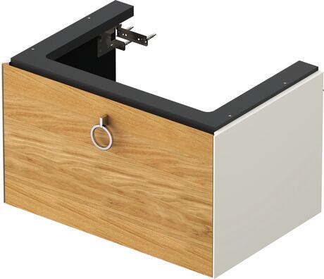 Vanity unit wall-mounted, WT42510H5H4 Front: Natural oak Matt, Solid wood, Corpus: Nordic white High Gloss, Lacquer