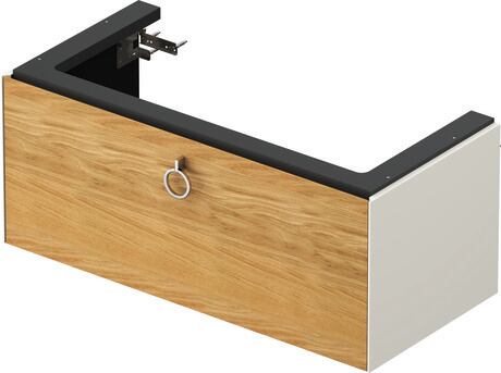 Vanity unit wall-mounted, WT42520H5H4 Front: Natural oak Matt, Solid wood, Corpus: Nordic white High Gloss, Lacquer
