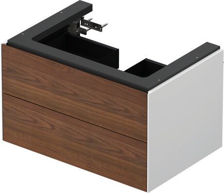Vanity unit wall-mounted, WT434107785 Front: American walnut Matt, Solid wood, Corpus: White High Gloss, Lacquer