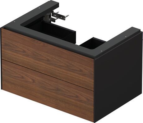 Vanity unit wall-mounted, WT4341077H1 Front: American walnut Matt, Solid wood, Corpus: Graphite High Gloss, Lacquer
