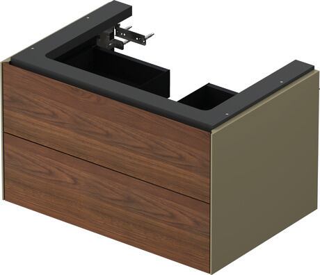 Vanity unit wall-mounted, WT4341077H2 Front: American walnut Matt, Solid wood, Corpus: Stone grey High Gloss, Lacquer