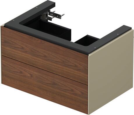 Vanity unit wall-mounted, WT4341077H3 Front: American walnut Matt, Solid wood, Corpus: taupe High Gloss, Lacquer