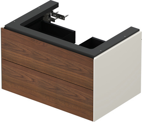 Vanity unit wall-mounted, WT4341077H4 Front: American walnut Matt, Solid wood, Corpus: Nordic white High Gloss, Lacquer