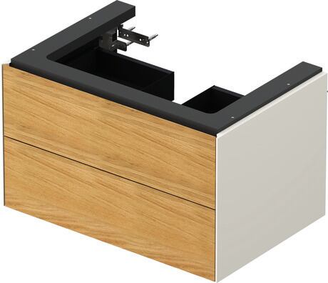 Vanity unit wall-mounted, WT43410H5H4 Front: Natural oak Matt, Solid wood, Corpus: Nordic white High Gloss, Lacquer