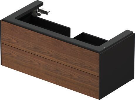 Vanity unit wall-mounted, WT4342077H1 Front: American walnut Matt, Solid wood, Corpus: Graphite High Gloss, Lacquer