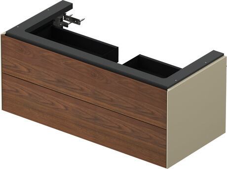 Vanity unit wall-mounted, WT4342077H3 Front: American walnut Matt, Solid wood, Corpus: taupe High Gloss, Lacquer