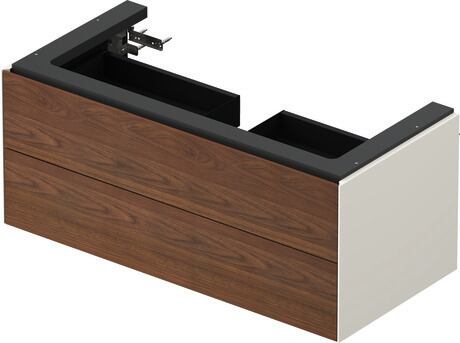 Vanity unit wall-mounted, WT4342077H4 Front: American walnut Matt, Solid wood, Corpus: Nordic white High Gloss, Lacquer