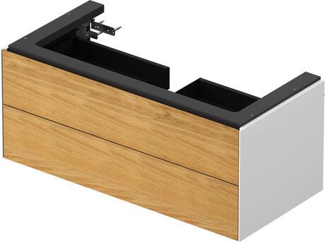 Vanity unit wall-mounted, WT43420H585 Front: Natural oak Matt, Solid wood, Corpus: White High Gloss, Lacquer