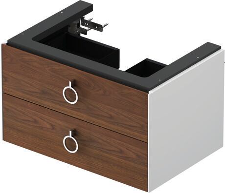 Vanity unit wall-mounted, WT435107785 Front: American walnut Matt, Solid wood, Corpus: White High Gloss, Lacquer