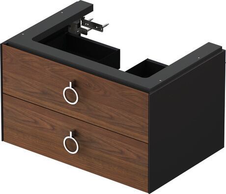 Vanity unit wall-mounted, WT4351077H1 Front: American walnut Matt, Solid wood, Corpus: Graphite High Gloss, Lacquer
