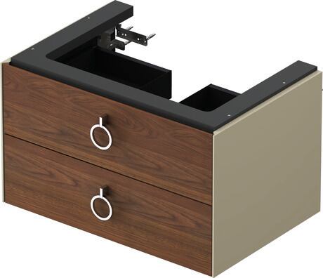 Vanity unit wall-mounted, WT4351077H3 Front: American walnut Matt, Solid wood, Corpus: taupe High Gloss, Lacquer
